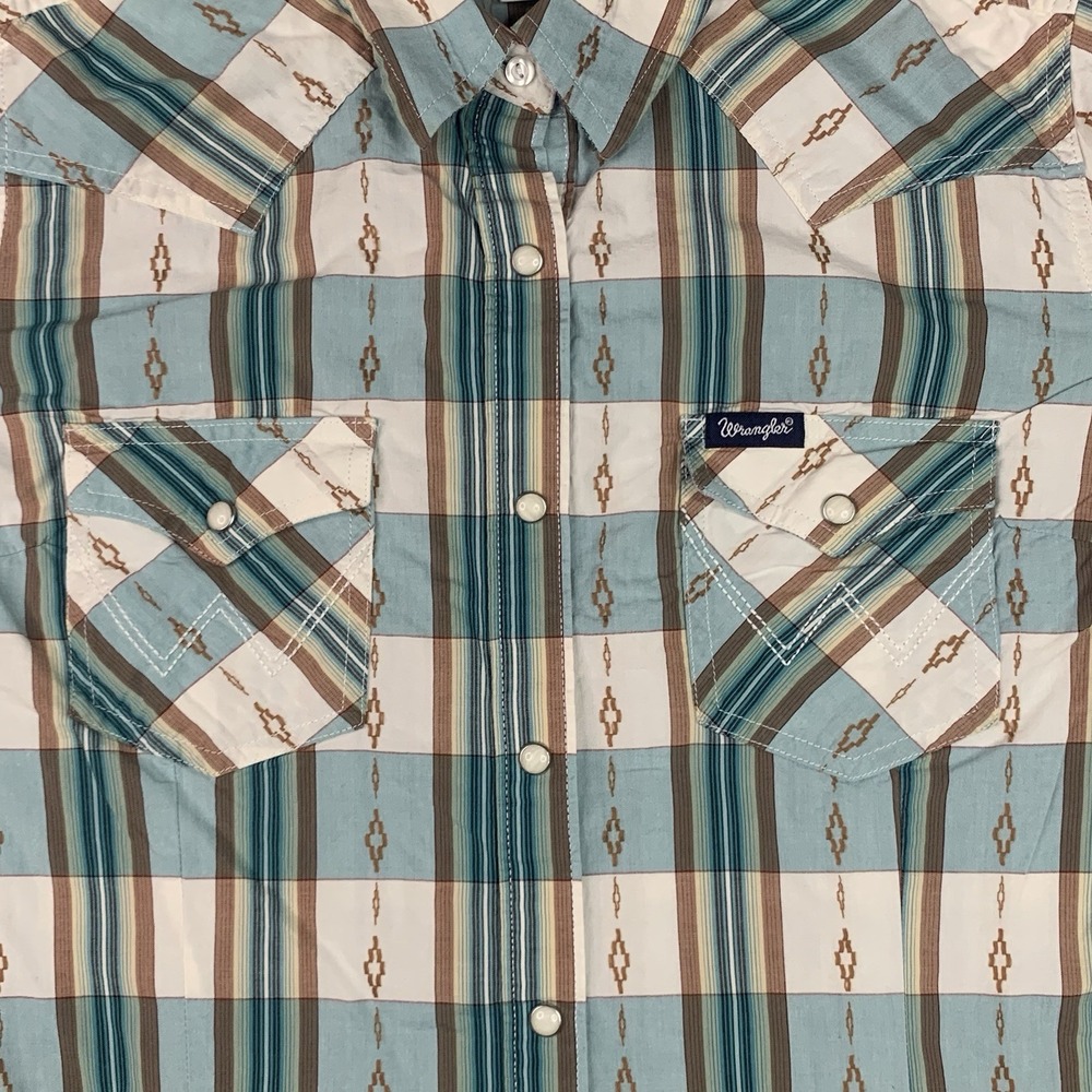 Wrangler Retro Women's L Plaid Print Long Sleeve Snap Western Shirt - Picture 2 of 9